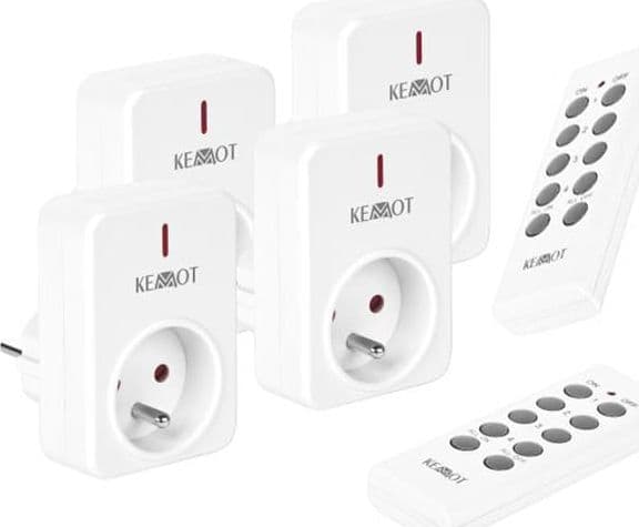 Kemot Fire 230V stikkontakter styrt av fjernkontroller (4+2) URZ3471