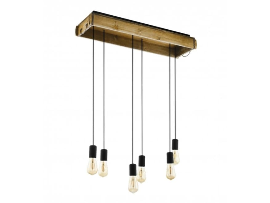 EGLO Wootton, 6 lampor, E27, IP20, Svart, Brun