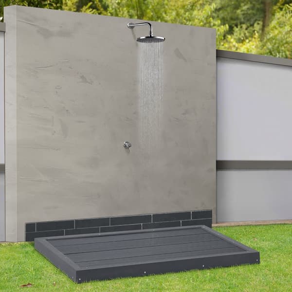 Golv till utedusch Nürtingen WPC 101x63x5,5 cm mörkgrå [en.casa]