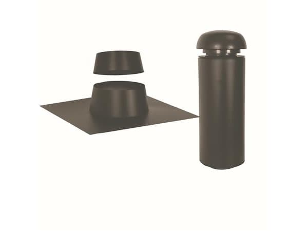 SABETOFLEX Sabeto kattokorkki 160, pituus 600 mm, kattokaltevuus 0-9°, musta/musta teräskannella (2 kpl putken ja kannen kanssa). Toimitetaan ILMAN l