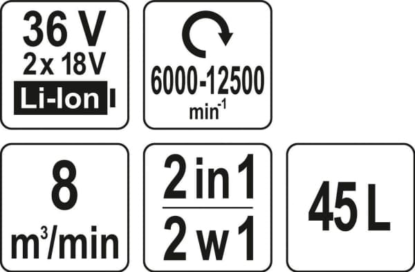 Yato YT-85175, Håndholdt løvblåser, 230 km/t, Sort, Oransje, 12500 RPM, 45 l, IPX0 - SOLO