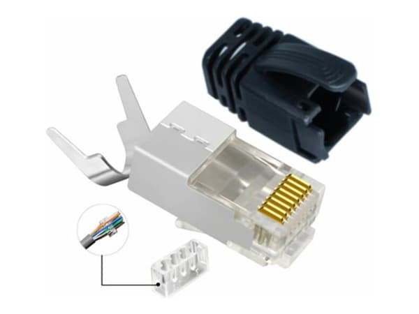 Lanview - Nettverkkontakt - RJ-45 (hann) - S/UTP - CAT 6a/7 - med støvel (en pakke 25)