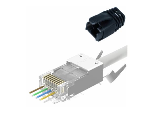 Lanview - Nettverkkontakt - RJ-45 (hann) - S/UTP - CAT 6a/7 - med støvel (en pakke 25)