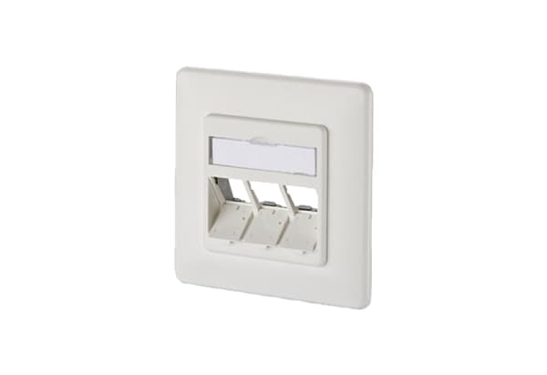 BTR E-DAT modul 3x8(8) UP - Planforsænket stikdåse - ren hvid, RAL 9010 - 3 porte - 3 porte