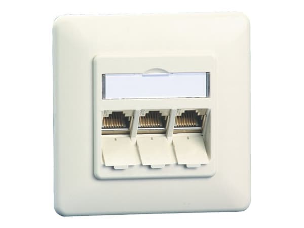 BTR E-DAT modul 3x8(8) UP - Planforsænket stikdåse - ren hvid, RAL 9010 - 3 porte - 3 porte