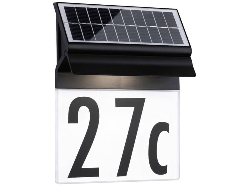 Paulmann 94694 Solar Housenumber Solcelle-husnummerbelysning Varmhvid Sort