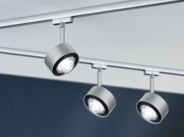 Paulmann Aldan, Spotlight på skinne, 1 ampuller, LED, 8 W, 4000 K, Sort, Kromfarget