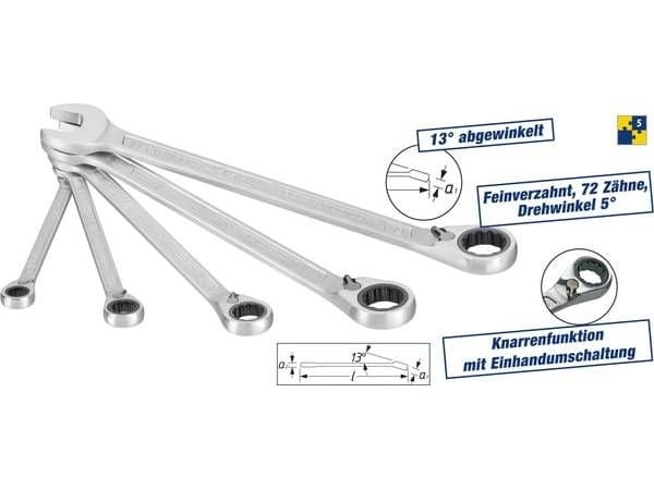 HAZET 606/5, 8,10,13,17,19 mm, Kromi, Kromi, Kiiltävä, 13°, Saksa