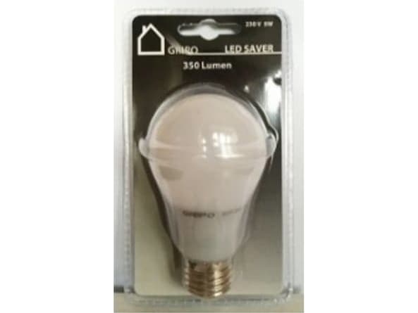 GRIPO LEDpære SMD/E27 270gr =32W 230V/5W/A55/10LED/350Lm - 1654705