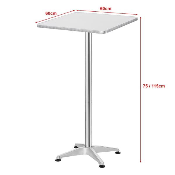 Barbord Järpen silver vikbar bordsskiva 75-115x60x60 cm [en.casa]