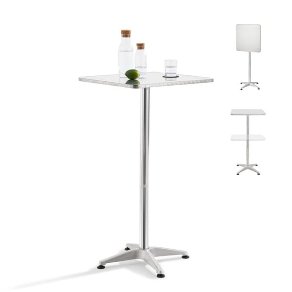 Barbord Järpen silver vikbar bordsskiva 75-115x60x60 cm [en.casa]