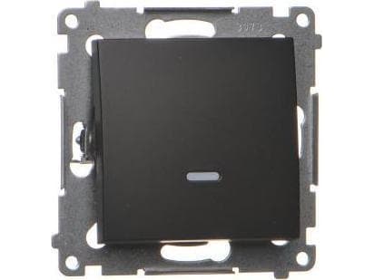 Contact-Simon Simon 54 Enpoligt kontaktdon med LED-lampa (Modul) 10AX 250V snabbkoppling svart matt DW1L.01 / 49