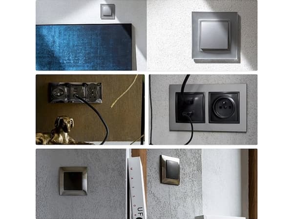 Kontakt-Simon Simon 54 Premium 4-facksram för gipsskivedosor IP20 / IP44 svart matt DRK4/49