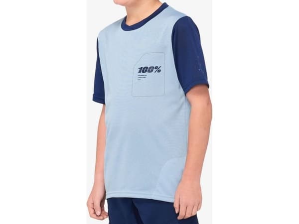 100% RIDECAMP Nuorten trikoo lyhythihainen light slate navy koko M (UUSI 2021)