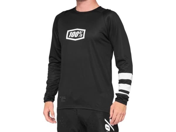 100% Koszulka juniorska 100% R-CORE Youth Jersey długi rękaw black white roz. L (NEW 2021)