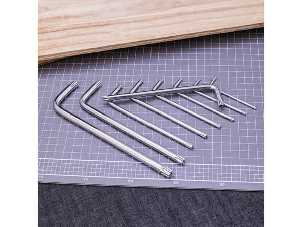 Deli Tools EDL3091, L-kuusiokoloavain, T10,T15,T20,T25,T27,T30,T40,T45,T50, Musta, Metallinen, Keltainen, Kromivanadiini-teräs, 9 kpl