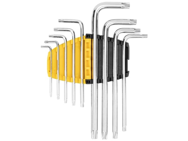 Deli Tools EDL3091, L-kuusiokoloavain, T10,T15,T20,T25,T27,T30,T40,T45,T50, Musta, Metallinen, Keltainen, Kromivanadiini-teräs, 9 kpl