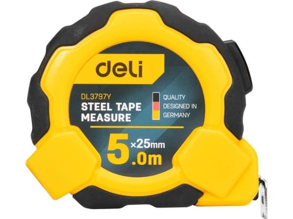 Deli Deli Tools EDL3797Y målebånd, 5m/25mm (gul)