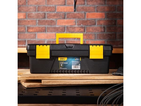Deli Tools EDL432412, Verktygslåda, Plast, Svart, Gul, 304,8 mm, 129,5 mm, 104,1 mm