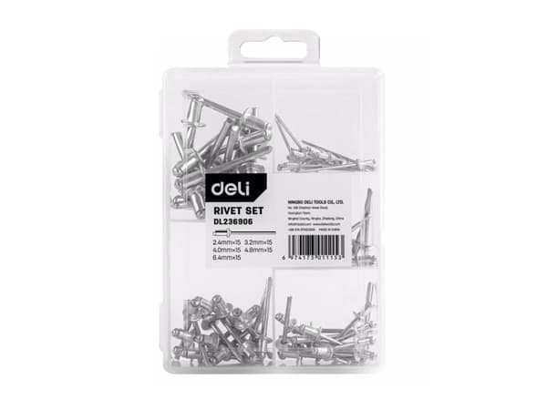 Deli Tools EDL236906, Blindnit, Stål, Silver, Låda, 75 styck, Kina