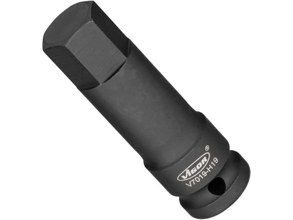Vigor V7019-H19, Krafttop, Sort, 1 hoved(er), 1/2", metrisk, 19 mm