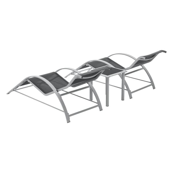 Solsängar set om 2 inkl. bord Binetto stål 169x59x66 cm [en.casa]
