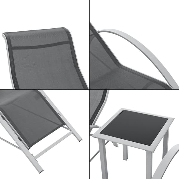 Solsängar set om 2 inkl. bord Binetto stål 169x59x66 cm [en.casa]