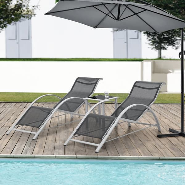 Solsängar set om 2 inkl. bord Binetto stål 169x59x66 cm [en.casa]