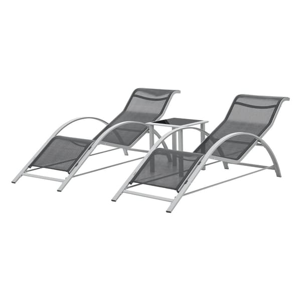 Solsängar set om 2 inkl. bord Binetto stål 169x59x66 cm [en.casa]