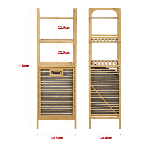 Badrumshylla med tvättkorg Tidaholm bambu 118x39,5x30,5 cm [en.casa]
