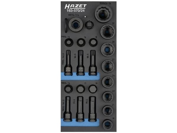 Hazet 163-570/24 Topnøgleindsats-sæt 1/2 (12,5 mm) 163-570/24