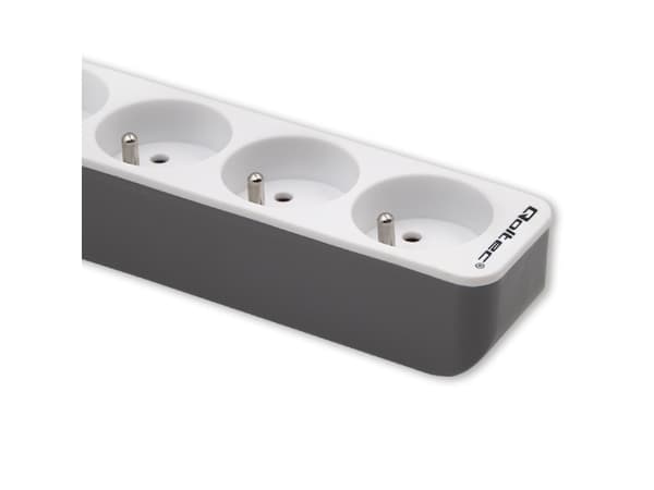 Qoltec - Effektband - AC 230 V - 3680 Watt - utgångskontakter: 5 (5 x Type E) - 1.8 m sladd - grå, vit