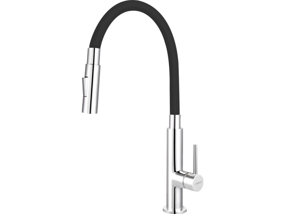 Ferro kitchen faucet BAT.ZUMBA SLIM 2F ELAST. CHROME-BLACK SPOUT 2F FERRO // BF.BZA43B