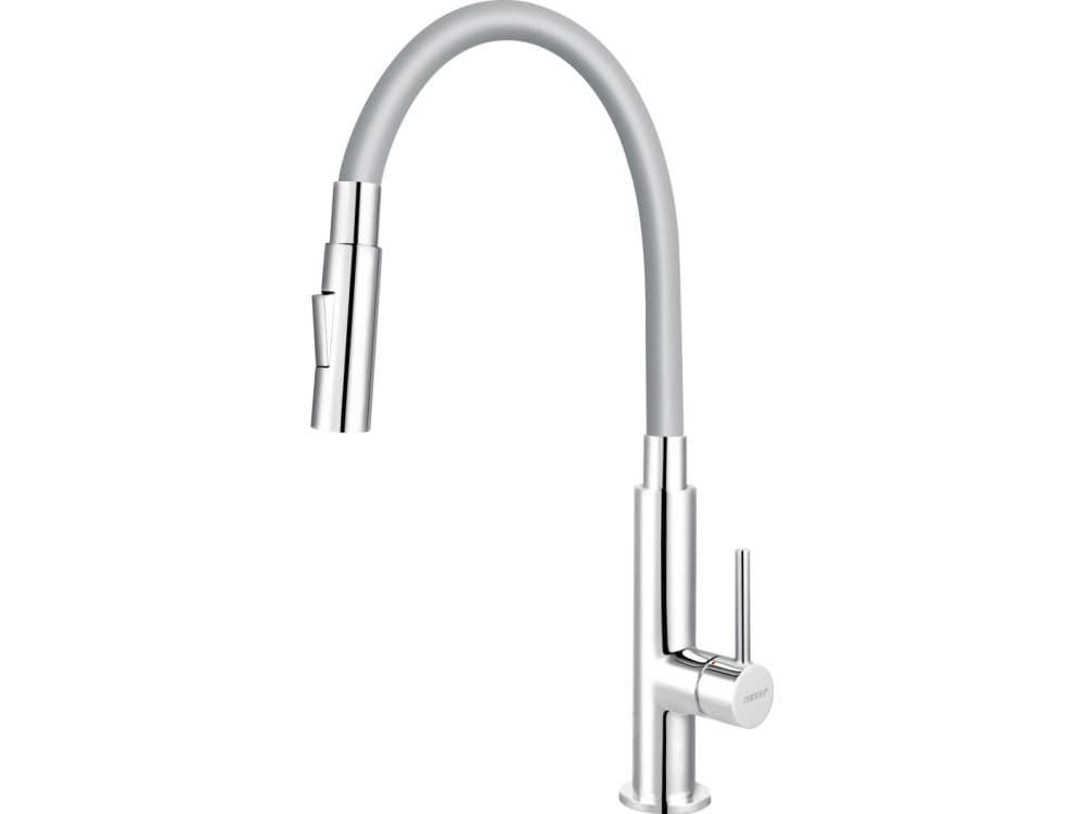 Ferro kitchen faucet BAT.ZUMBA SLIM 2F ELAST. CHROME SINK- SILVER SPOUT 2F FERRO // BF.BZA43S