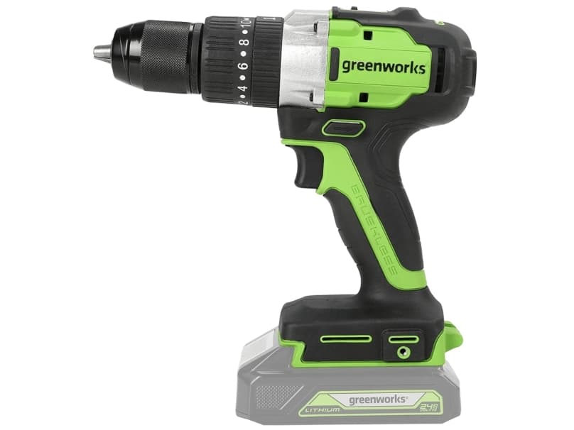 Greenworks 3704107, Skruemaskine, Pistolhåndtag, Sort, Grøn, Børstefri, Bælteklips, 60 Nm - Uden batteri og oplader