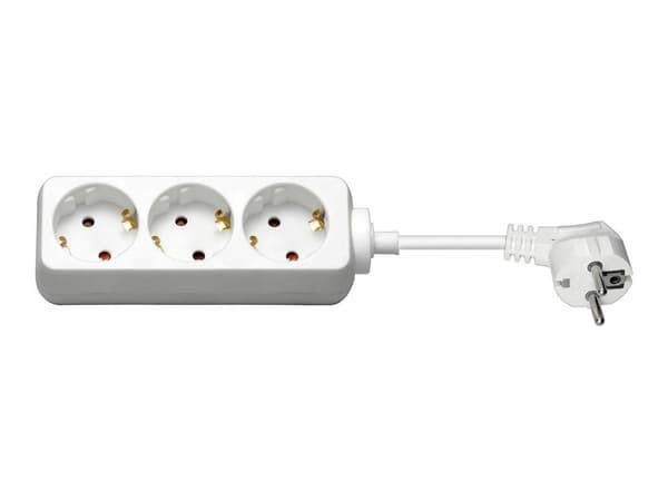 MicroConnect - Effektband - ingång: Typ F - utgångskontakter: 3 (3 x strömtyp F) - 5 m sladd - vit