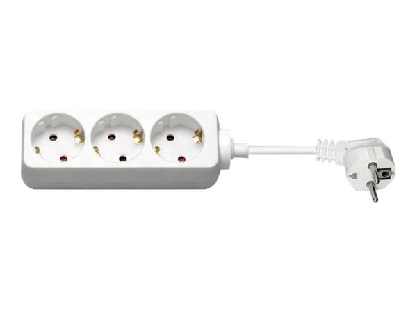 MicroConnect - Effektband - ingång: Typ F - utgångskontakter: 3 (3 x strömtyp F) - 5 m sladd - vit