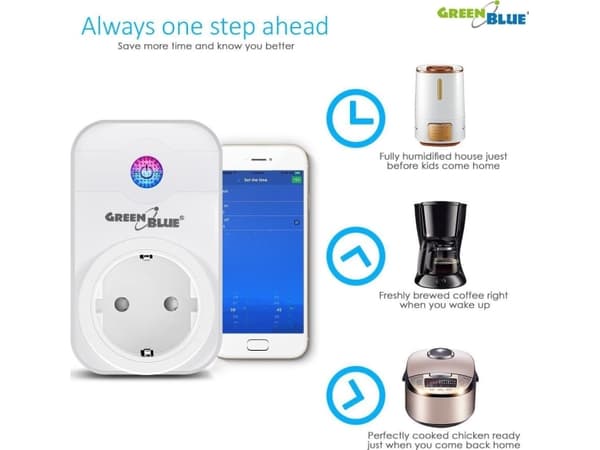 GreenBlue WIFI kauko-ohjattava pistorasia GreenBlue GB155G Android iOS Alexa Google Home ajastin max 2000W (saksalainen tyyppi)