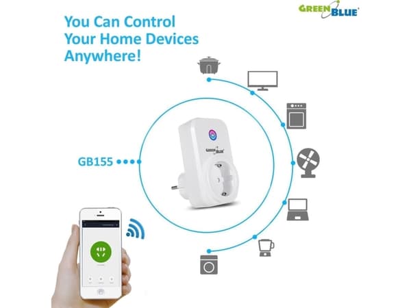 GreenBlue WIFI kauko-ohjattava pistorasia GreenBlue GB155G Android iOS Alexa Google Home ajastin max 2000W (saksalainen tyyppi)