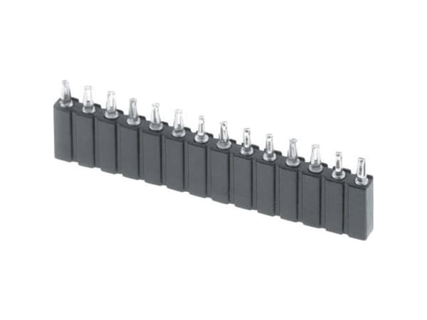 Conrad Connettore femmina precisione Numero di righe 1 Poli per fila 8, 8 Pin strip, Black, Male/Female, Angled, Thermoplastic, Copper