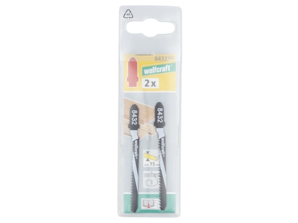 wolfcraft GmbH 8432000, Figursågblad, Mjuka träslag, Stål med hög kolhalt (HCS), 5 cm, 2 mm, 1,5 cm