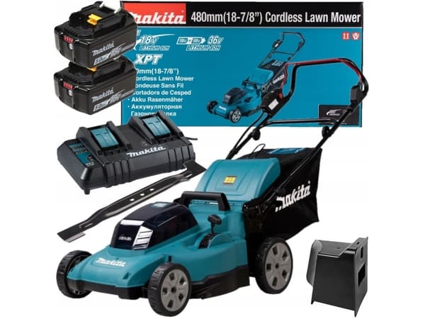 Makita DLM480PT2 - Gräsklippare - sladdlös - 18 V - 2 batterier, laddare medföljer - 3100 vpm - 48 cm - 26.8 kg
