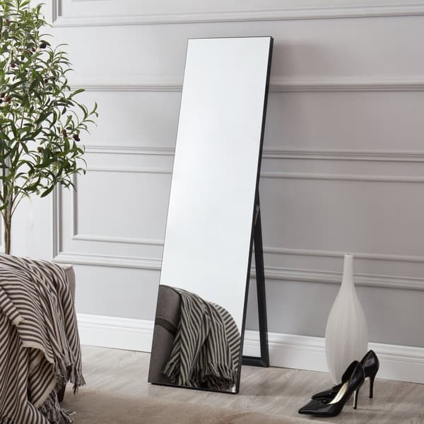 Golvspegel Barletta 150,6x35,6 cm svart [en.casa]