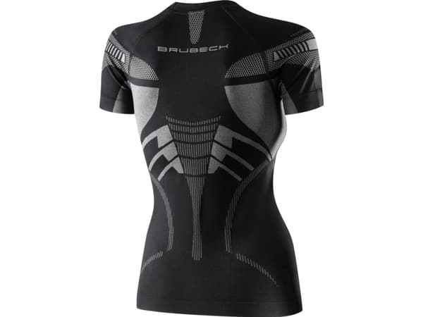 Brubeck SS13690 DRY T-skjorte for kvinner med korte ermer svart/grafitt L