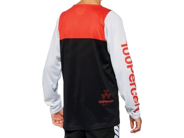 100% Koszulka juniorska 100% R-CORE Youth Jersey długi rękaw black racer red roz. L (NY 2022)