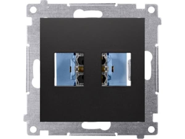 Kontakt-Simon Simon 54 Telecommunication socket cover for Keystone flat double (module) matt black DKP2.01/49