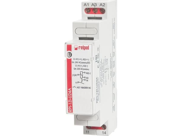 Elektromagnetisk relé 1Z 16A 24VAC/DC eller 230VAC AgSnO2 RPI-1Z-U24A 863371