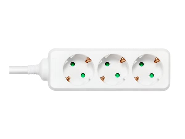 DELTACO GT-0301 - Effektband - 3500 Watt - ingång: power CEE 7/7 - utgångskontakter: 3 (3 x CEE 7/4) - 3 m sladd - vit