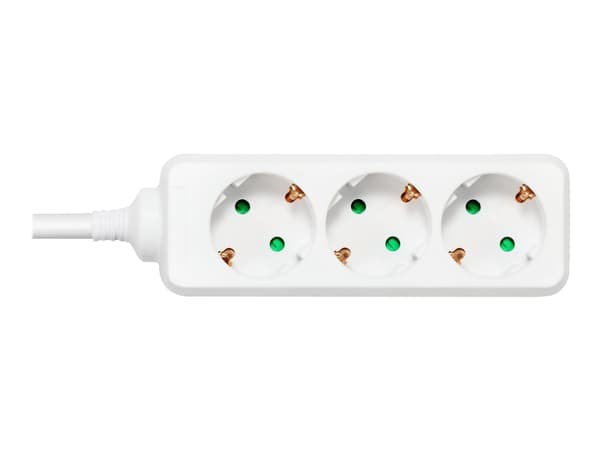 DELTACO GT-0301 - Effektband - 3500 Watt - ingång: power CEE 7/7 - utgångskontakter: 3 (3 x CEE 7/4) - 3 m sladd - vit