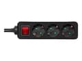 Miniatyrbild 4 av 5: DELTACO GT-0362 - Effektband - AC 250 V - 3680 Watt - ingång: power CEE 7/7 - utgångskontakter: 3 (3 st. CEE 7/3 effekt) - 5 m sladd - svart